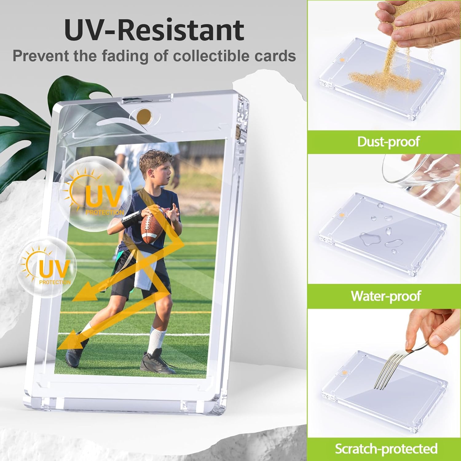 75PT Magnetic Card Holder, 25 Packs One Touch Card Holder with U-V Protection, Thick Magnetic Card Protector Hard Plastic Display Case for Baseball Basketball Sports Game Trading Cards