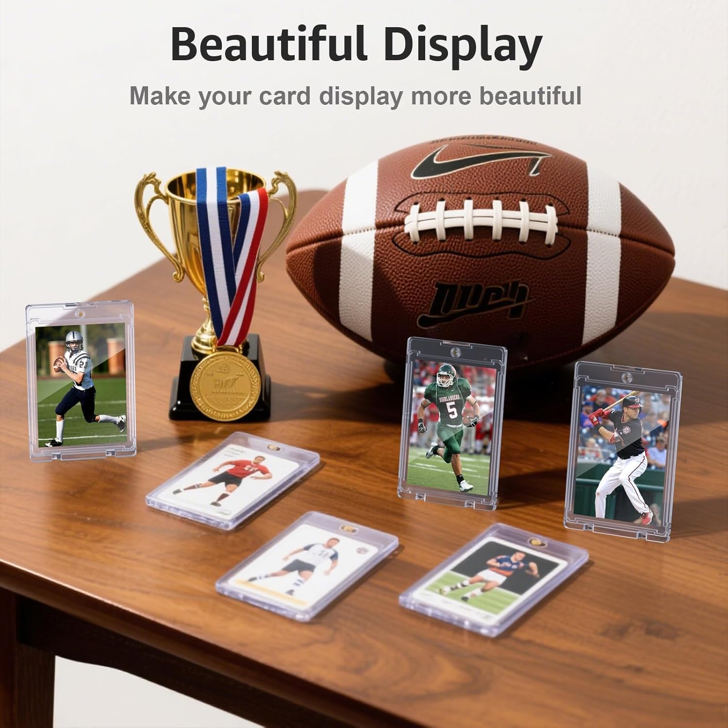75PT Magnetic Card Holder, 15 Packs One Touch Card Holder with U-V Protection, Thick Magnetic Card Protector Hard Plastic Display Case for Baseball Basketball Sports Game Trading Cards