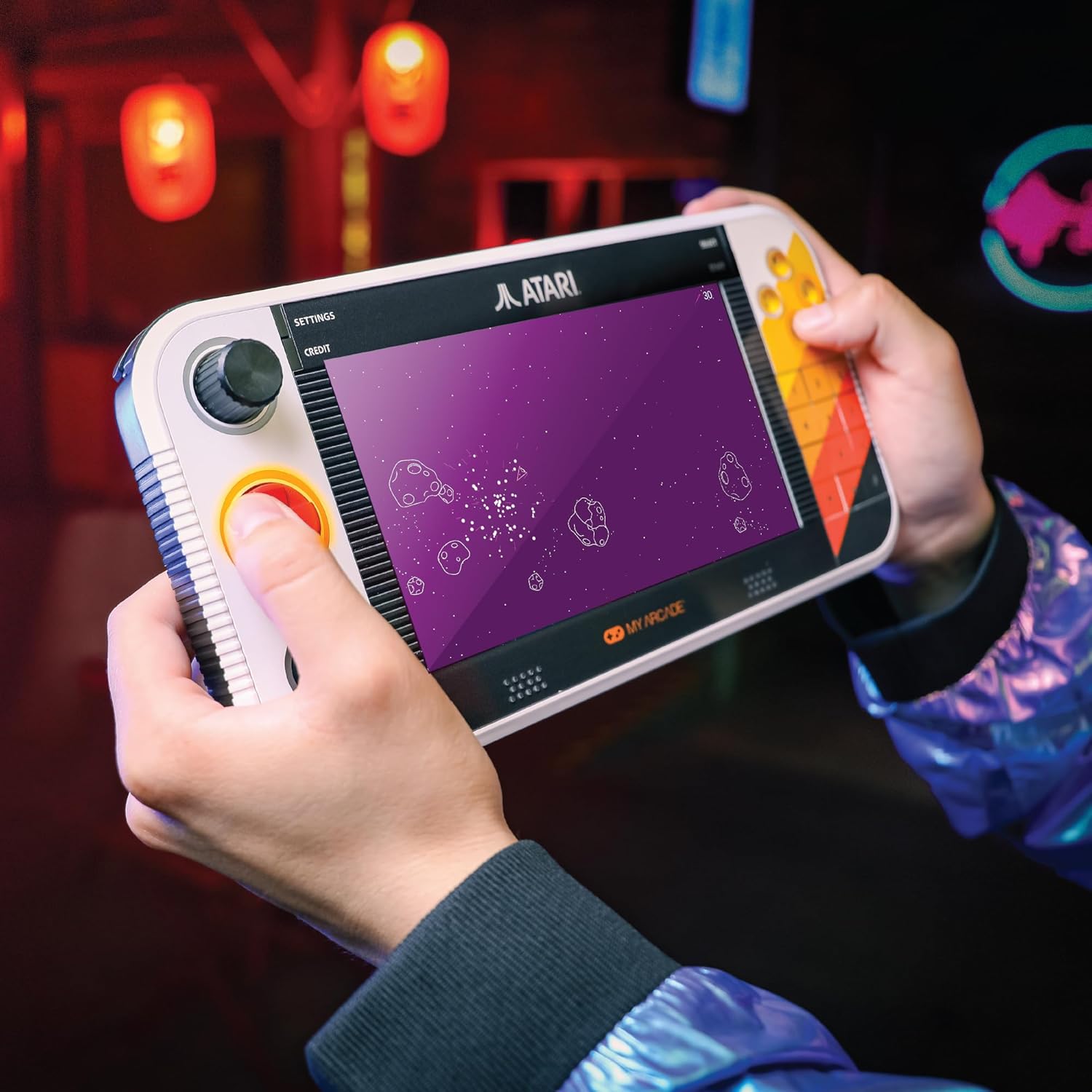 My Arcade Atari Gamestation Go: Rechargeable Battery, Over 200+ Preloaded Retro Video Games Including Pac-Man, Recharged, & Balls of Steel, Wi-Fi, Smartglow, 7 Inch Display