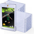 75PT Magnetic Card Holder, 25 Packs One Touch Card Holder with U-V Protection, Thick Magnetic Card Protector Hard Plastic Display Case for Baseball Basketball Sports Game Trading Cards
