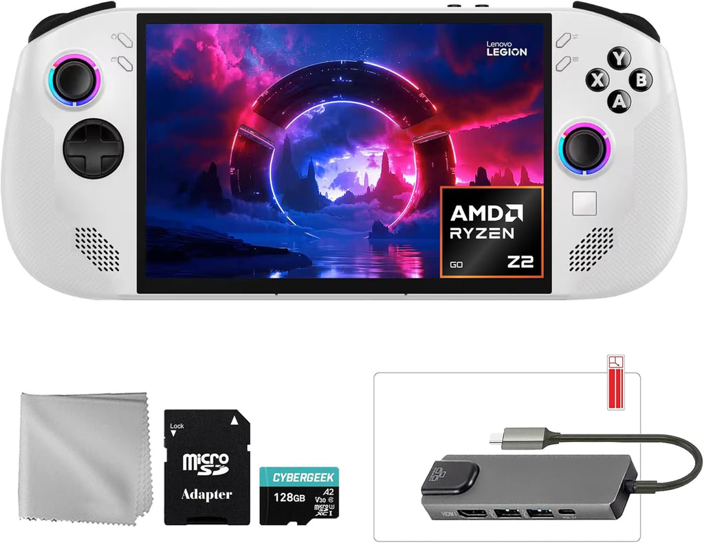 Lenovo Legion Go S 2TB SSD AMD Ryzen Z2 Go CPU Gaming Handheld 8-inch Touchscreen 120Hz, Win11, White, Mytrix Hub, 128GB MicroSD Card, 4 Accessories: 5 in 1 Bundle
