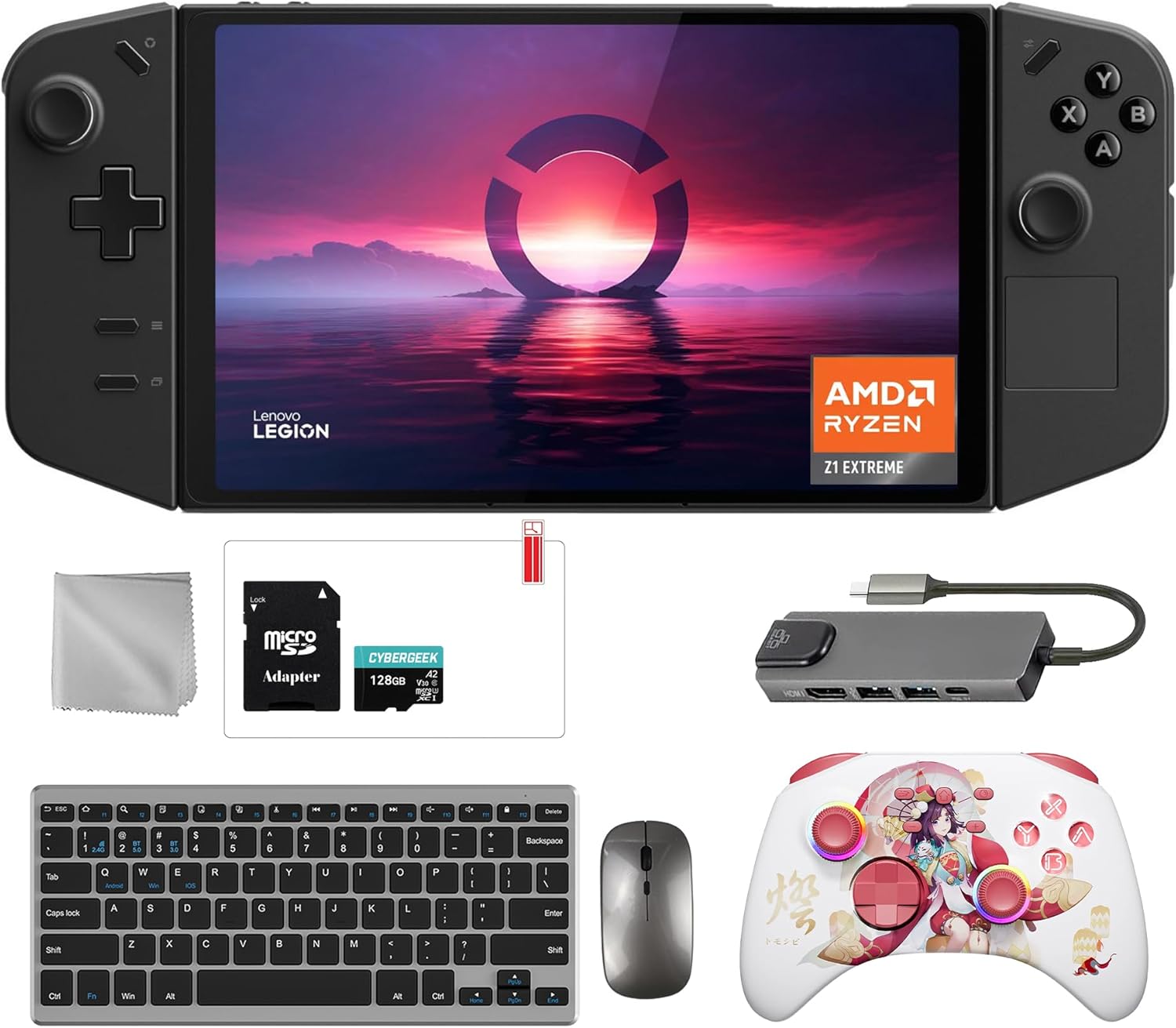 Lenovo Legion Go 1TB SSD Gaming Handheld 8.8-inch Touchscreen 144Hz 2K QHD AMD Ryzen Z1 Extreme Processor, Touro Wireless Pro Controller, Hub, 128GB MicroSD, Keyboard & Mouse, 8 in 1 Bundle