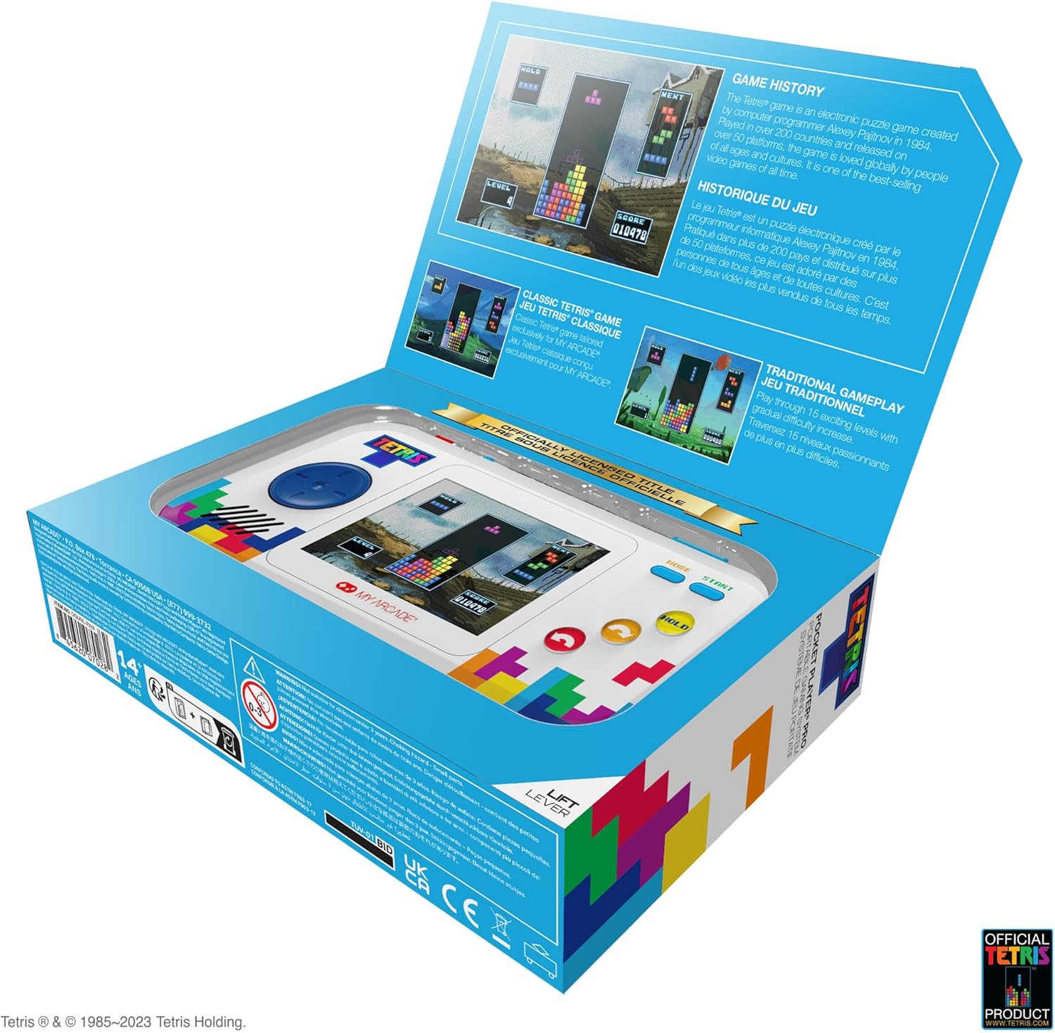 My Arcade Tetris Pocket Player Pro: Strategic Puzzle Games, Portable Game, Tetris Game, 2.75 inch Color Display