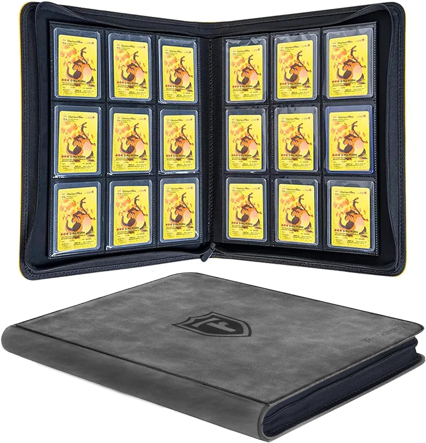 Top Loader Binder 9 Pocket, Holds 288 Toploaders, Side-Loading Zippered Album for Trading Cards, Sports Cards, Baseball, MTG, TCG & Graded Card Sleeves (3" x 4")