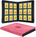 Top Loader Binder 9 Pocket, Holds 288 Toploaders, Side-Loading Zippered Denim Style Album for Trading Cards, Sports Cards, Baseball, MTG, TCG and Graded Card Sleeves (3" x 4") (Pink)