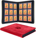 Top Loader Binder 9 Pocket, Holds 288 Toploaders, Side-Loading Zippered Denim Style Album for Trading Cards, Sports Cards, Baseball, MTG, TCG and Graded Card Sleeves (3" x 4") (Red)