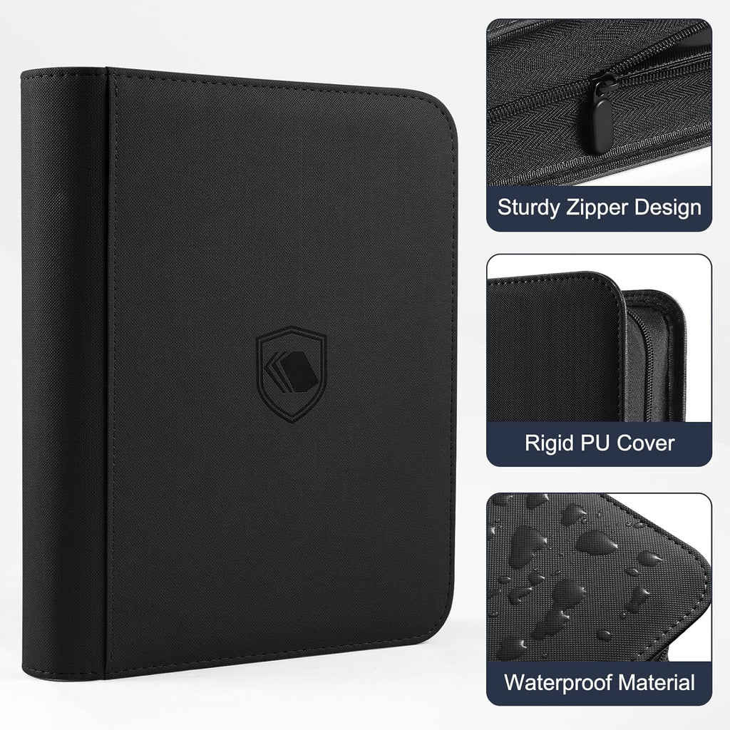 Toploader Binder, Holds 360 Toploader, 100 Toploaders INCLUDED, 9-Pocket PU Cover Top Loader Binder for 3" x 4" Rigid Toploaders, Ringless Double-Sided Toploader Card Binder for TCG, Sport Cards