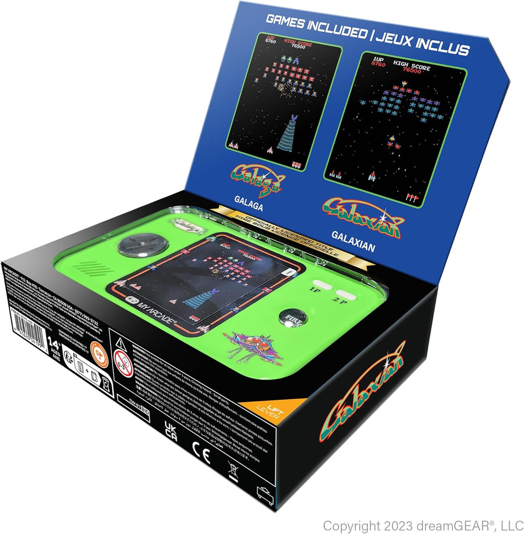 My Arcade Galaga/Galaxian Pocket Player Pro: Portable Video Game Console with 2 Games, Retro Gifts, 2.75" Color Display