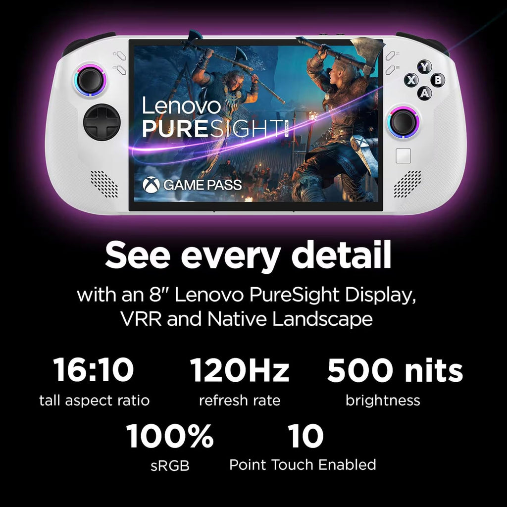 Lenovo Legion Go S 2TB SSD AMD Ryzen Z2 Go CPU Gaming Handheld 8-inch Touchscreen 120Hz, Win11, White, Mytrix Hub, 128GB MicroSD Card, 4 Accessories: 5 in 1 Bundle