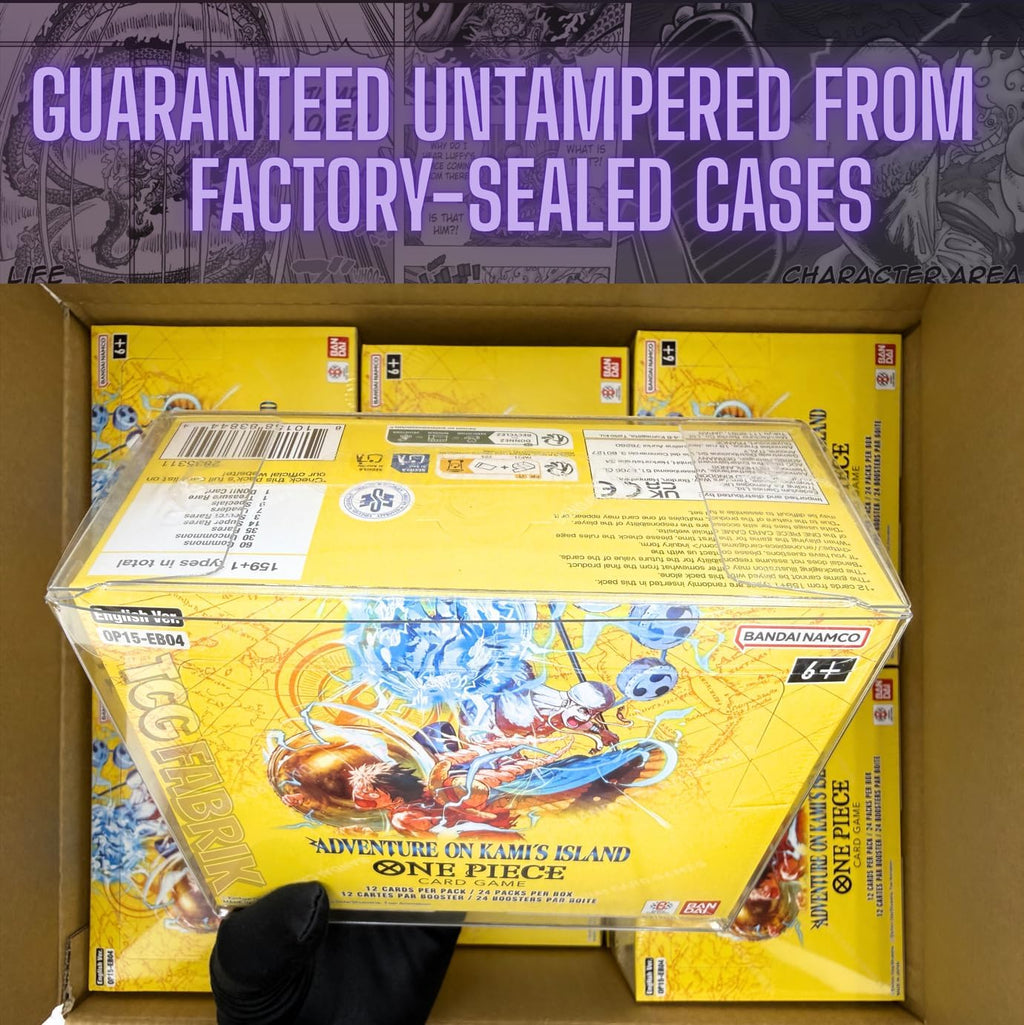 OP15 Adventure ON KAMI'S Island Booster Box English OP-15 Booster Box Display Factory Sealed for OP15 One Piece Cards English TCG (24 Packs) + Custom TCG Fabrik Don Card