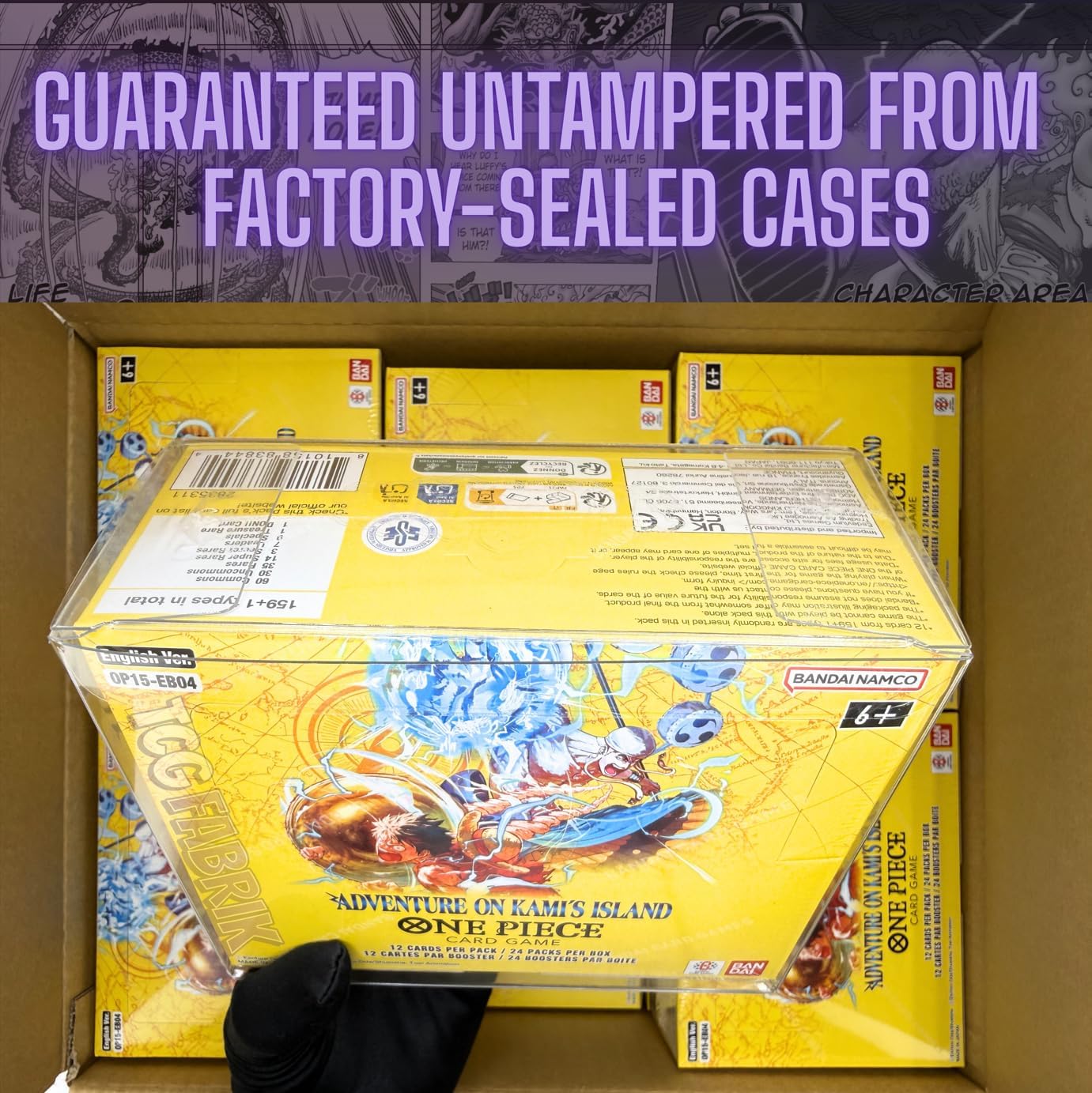 OP15 Adventure ON KAMI'S Island Booster Box English OP-15 Booster Box Display Factory Sealed for OP15 One Piece Cards English TCG (24 Packs) + Custom TCG Fabrik Don Card