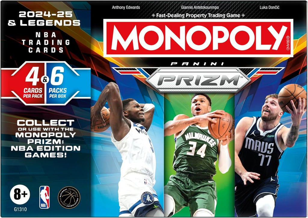 Monopoly Panini Prizm: 2024-25 and Legends NBA Trading Cards Booster Box | Collect or Use with Monopoly Panini Prizm: NBA Edition Games | Ages 8+