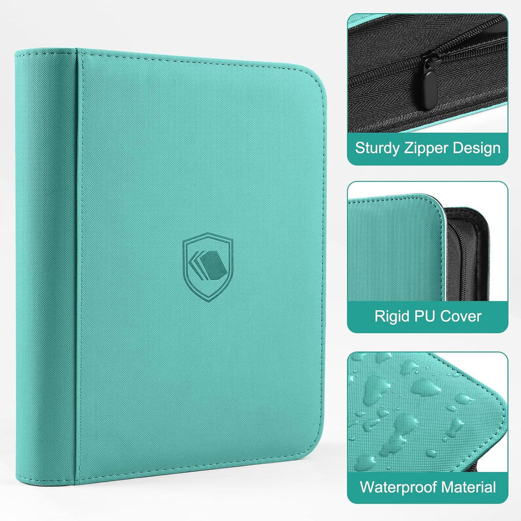 Toploader Binder, Holds 360 Toploaders, 100 Toploaders INCLUDED, 9-Pocket PU Cover Top Loader Binder for 3" x 4" Rigid Toploader, Ringless Double-Sided Toploader Card Binder for TCG, Sport Cards