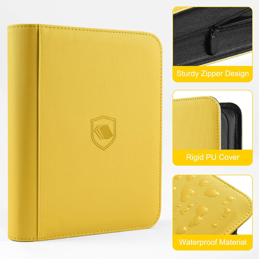 Toploader Binder, Holds 360 Toploaders, 100 Toploaders INCLUDED, 9-Pocket PU Cover Top Loader Binder for 3" x 4" Rigid Toploader, Ringless Double-Sided Toploader Card Binder for TCG, Sport Cards