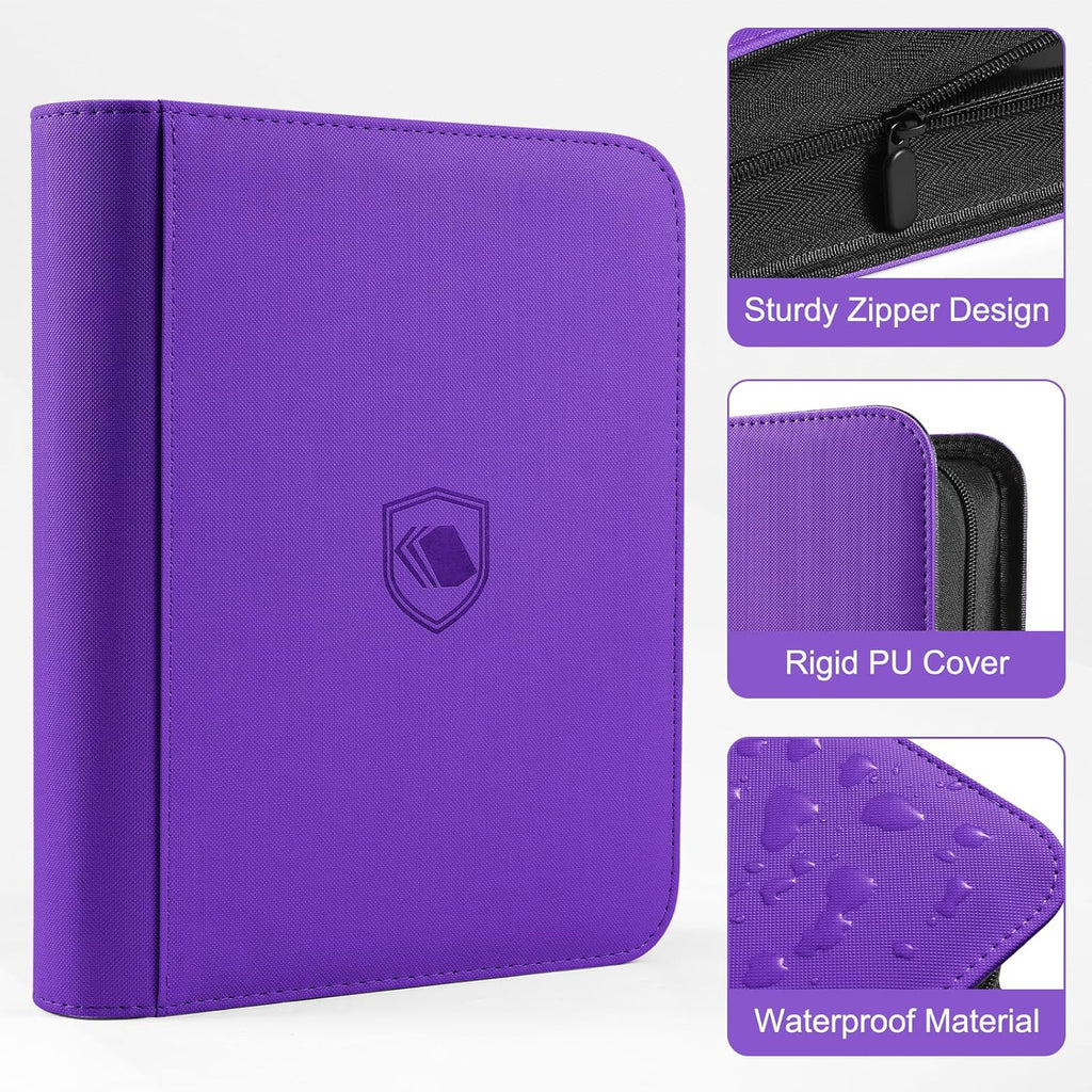 Toploader Binder, Holds 360 Toploaders, 100 Toploaders INCLUDED, 9-Pocket PU Cover Top Loader Binder for 3" x 4" Rigid Toploader, Ringless Double-Sided Toploader Card Binder for TCG, Sport Cards